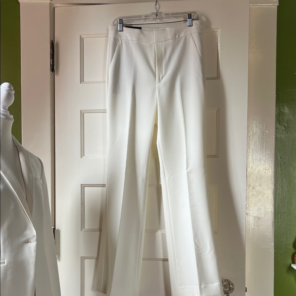NWT Banana Republic Off-White Tuxedo-Style Dress Pants with Satin Trim Sz 8